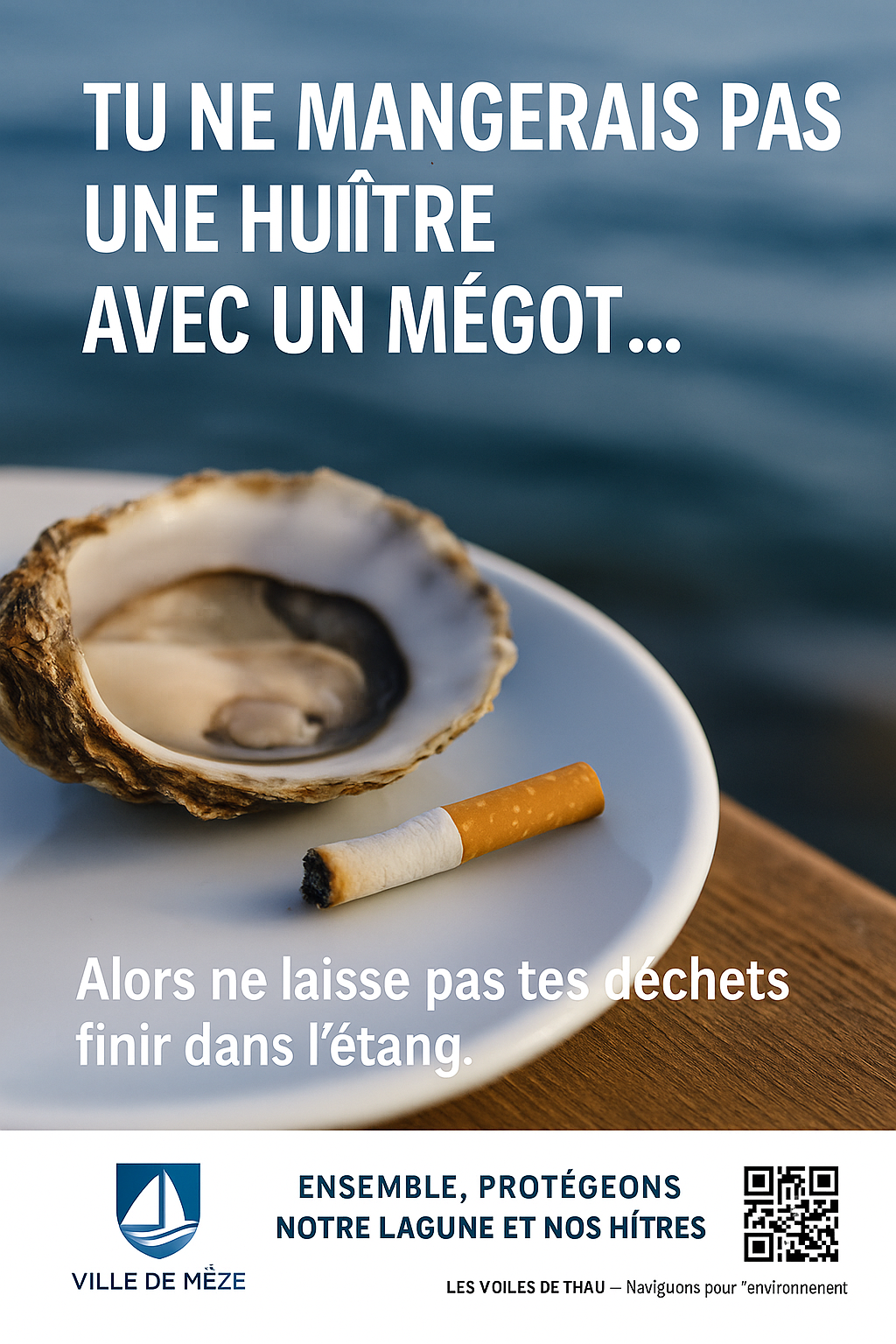 Sensibilisation huitre et cigarettes Image de sensibilisation contre les déchets dans la nature